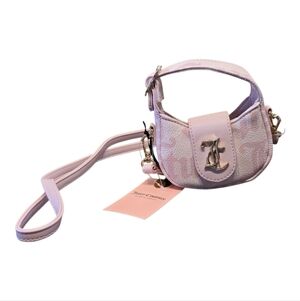 Juicy Couture Faux Leather Chiffon Pink Micro Mini Bag Charm Crossbody